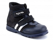 121-2,12,9 Тотто (Totto), ботинки детские утепленные ортопедические профилактические, кожа, нубук, синий, белый. в Симферополе