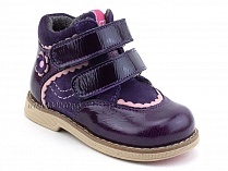 319-3 (21-25) Твики (Twiki) ботинки демисезонные детские ортопедические профилактические утеплённые, кожа, нубук, байка, фиолетовый в Симферополе
