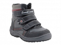 А43-037 Сурсил (Sursil-Ortho), ботинки детские ортопедические с высоким берцем, зимние, натуральный мех, кожа, черный, красный в Симферополе