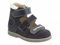 25007-02-10 Тапибу (Tapiboo), туфли детские ортопедические с высоким берцем, замша, кожа, скат, серый, черный в Симферополе