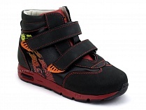 092-11 Бос (Bos), ботинки детские ортопедические профилактические, не утепленные, кожа, нубук, черный, красный в Симферополе