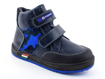 35124Б ШагоВита (Shagovita), ботинки детские демисезонные ортопедические профилактические, кожа, байка, черный, синий в Симферополе