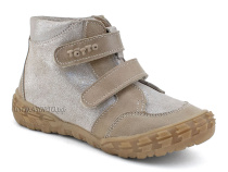 201-191,138 Тотто (Totto), ботинки демисезонние детские профилактические на байке, кожа, серо-бежевый в Симферополе