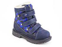 155-73 (26-30) Бос (Bos), ботинки детские зимние профилактические , натуральный шерсть,  кожа, нубук, синий, милитари в Симферополе