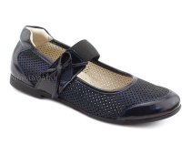 0015-500-0076 (37-40) Джойшуз (Djoyshoes), туфли Подростковые ортопедические профилактические, кожа перфорированная, темно-синий  в Симферополе