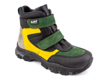 088-111-282-450 (31-36) Джойшуз (Djoyshoes) ботинки детские зимние мембранные ортопедические профилактические, натуральный мех, мембрана, нубук, кожа, черный, желтый, зеленый в Симферополе