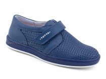 30024-702 Тотто (Totto), туфли школьные ортопедические профилактические, кожа перфорированная, синий в Симферополе
