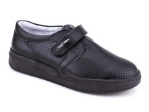 30024-701 Тотто (Totto), туфли школьные ортопедические профилактические перфорированная, кожа, чёрный в Симферополе