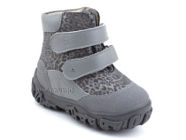 520-11 (21-26) Твики (Twiki) ботинки детские зимние ортопедические профилактические, кожа, натуральный мех, серый, леопард в Симферополе