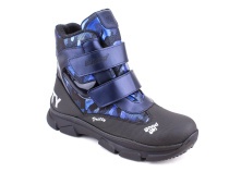 2542-25МК (37-40) Миниколор (Minicolor), ботинки зимние подростковые ортопедические профилактические, мембрана, кожа, натуральный мех, синий, черный в Симферополе