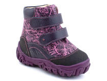 520-8 (21-26) Твики (Twiki) ботинки детские зимние ортопедические профилактические, кожа, натуральный мех, розовый, фиолетовый в Симферополе