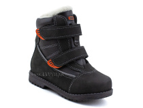 151-13   Бос(Bos), ботинки детские зимние профилактические, натуральная шерсть, кожа, нубук, черный, оранжевый в Симферополе