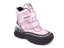 2633-06МК (31-36) Миниколор (Minicolor), ботинки зимние детские ортопедические профилактические, мембрана, кожа, натуральный мех, розовый, черный в Симферополе