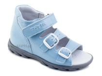 0313-9-603 Тотто (Totto), сандалии детские открытые ортопедические профилактические, кожа, голубой в Симферополе