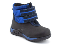 19-583-4 Скороход (Skorohod), ботинки демисезонные утепленные, байка, гидрофобная кожа, синий, чёрный в Симферополе