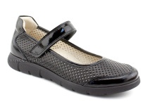 0026-178-043 (37-40) Джойшуз (Djoyshoes), туфли подростковые ортопедические профилактические, кожа перфорированная, черный  в Симферополе