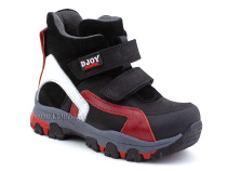 026-111-214-422-01-143 (26-30) Джойшуз (Djoyshoes) ботинки детские ортопедические профилактические утеплённые, замша, велюр, кожа, черный, красный, белый в Симферополе